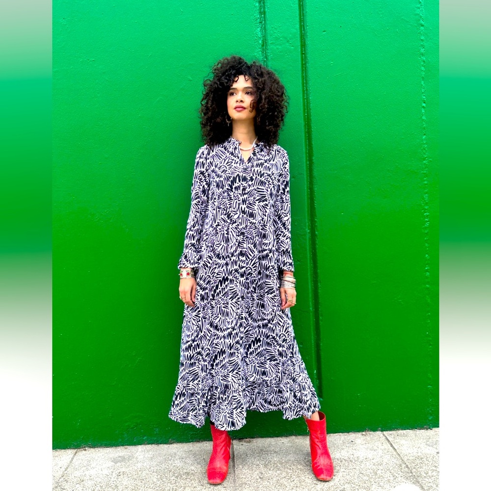 NWT Nooworks XS Zig Zag Olive dress